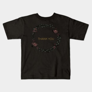 Thank You Card Floral Wreath Kids T-Shirt